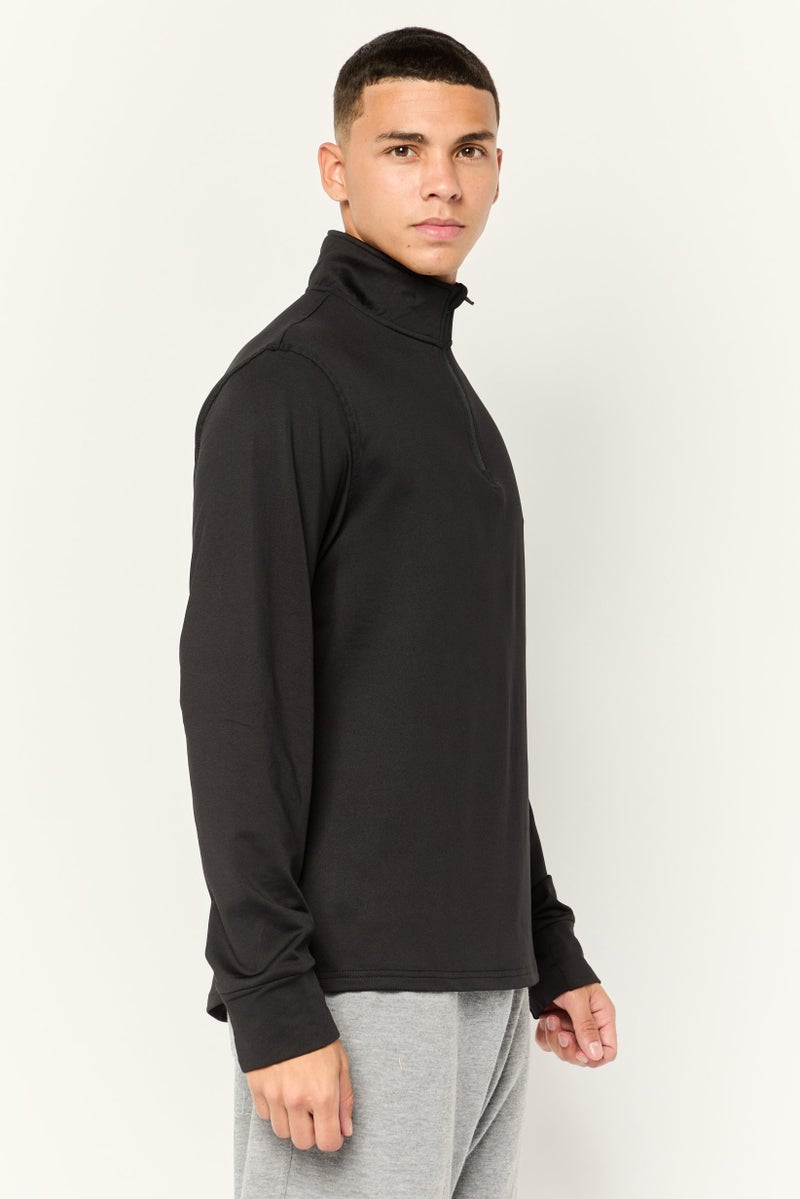 MOTION سويت شيرت رياضي للرجال بأكمام طويلة مناسب للخارج، أسود - Image 4